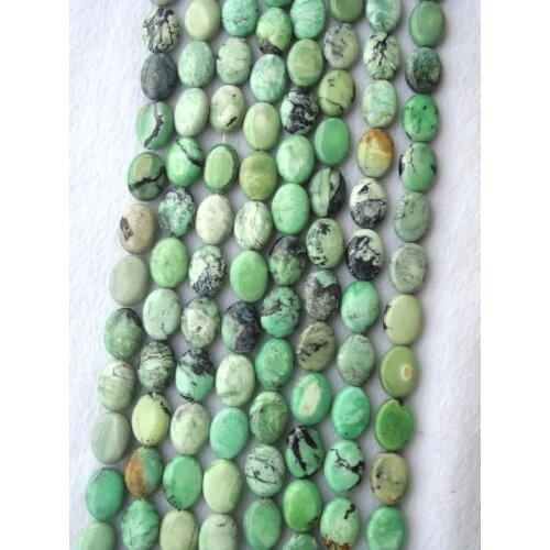 Natural Green Grass Stone Flat Oval Shape Loose Beads For Jewelry Making DIY Bracelet Necklace Earrings