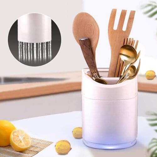 Kitchen Knife Holder UV Sterilization Draining Rack Chopsticks Spoon Disinfection Storage Box Holder Kitchen Storage Accessories