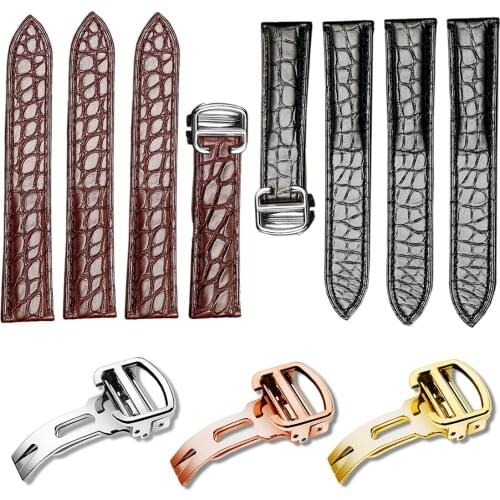 Watch band Crocodile Skin Leather Watch Band compatible for Cartier Tank Solo Watch Strap Bands with Round Texture Wrist Straps
