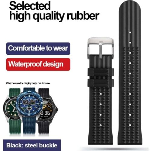 Rubber Waffle Strap Soft 20MM 22MM For Seiko IWC Watch Pin Buckle Sharkey MM300 SBDX001 Waterproof Quick Replacement Straps