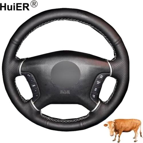 Hand Sewing Car Steering Wheel Cover Top Cow Leather For Mitsubishi Pajero 2007-2017 2018 2019 Galant 2008-2012 Zinger 2008-2011