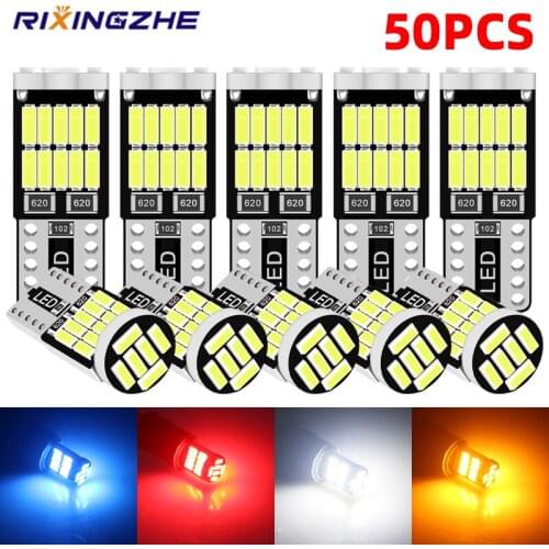 RXZ 50pcs T10 LED w5w led 4014 26smd 194 168 w5w T10 Led Parking Bulb Auto Wedge Clearance Lamp white Amber Red blue Ice blue