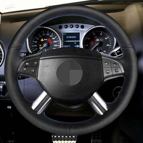 DIY Black High Soft Artificial Leather Car Steering Wheel Cover for Mercedes Benz W164 M-Class ML500 ML350 X164 GL-Class GL4