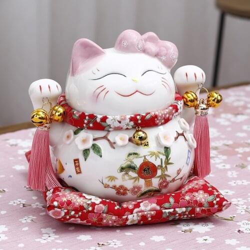 Lucky Cat Home Decoration Decoration Cartoon Decoration Ceramic Lucky Cat Statue Home Decoration Money Box Piggy Bank Animal