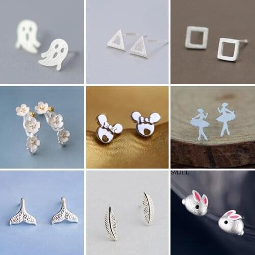 SMJEL New Korean MIni Geometric Triangle Stud Earrings for Women Whale Rabbit Ballet Earring Girl Kids Brincos Wedding Gifts
