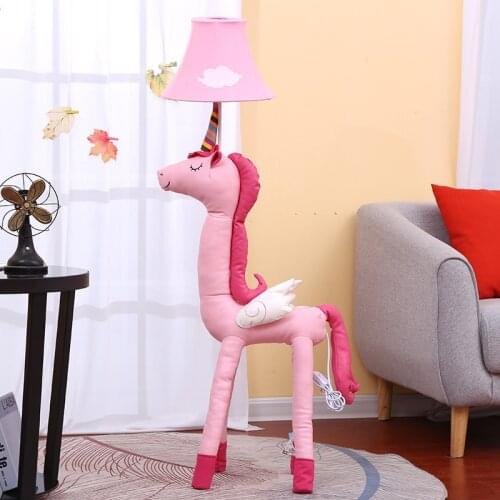 Modern Pink Unicorn Led Floor Lamp Nordic Decoration Home Standing Lamps for Living Room Childrens Bedroom Decor Light Fixture