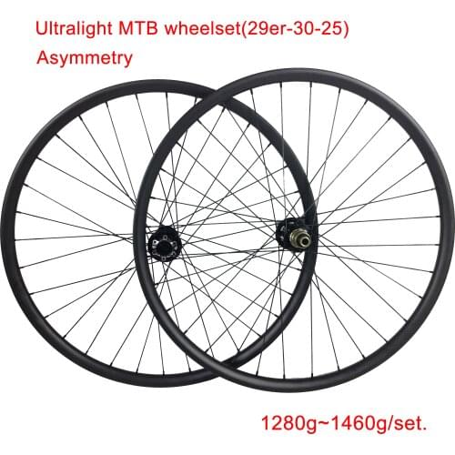 Low resistance uphill ultralight bicycle 29er carbon wheels asymmetry 30X25mm XC/ all mountain bike wheelset off set mtb cycling