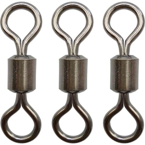 50pcs Rolling Fishing Swivel With Solid Ring Heavy Duty Big Rolling Swivels Fishing Line Connector Size 1/0 2/0 3/0 4/0 5/0 6/0