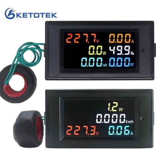 AC Voltmeter Ammeter Power Energy Meter AC 80.0-300.0V/AC 200.0-450.0 V 0.01-100A HD Color Screen 180 Degrees Flawless LED