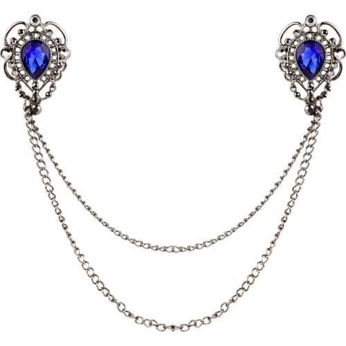 Rhinestone Brooch Tassel Lapel Pin Women Men Vintage Elegant Fashion Sweater Shawl Chain Clips Cardigan Collar Holders Decorat