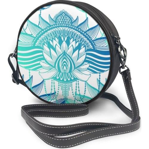 Lotus Flower Mandala Ethnic Abstract Round Crossbody Cell Phone Shoulder Bag Messenger Bags Fashion Daily Use For Women Wallet