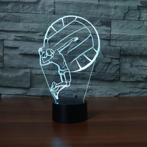 Womens Volleyball LED 3D Lamp Remot 7 Color Change Usb Desk Lamp Sport 3D Night Light Home Room Decoration Best Child Gift