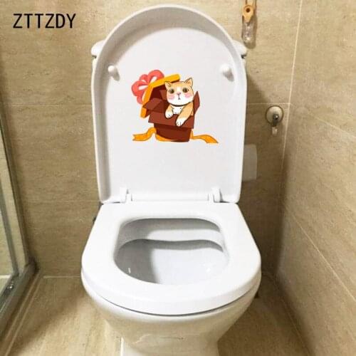 ZTTZDY 21.5*17.9CM Gift Cat Toilet Decal Wall Sticker Children BedRoom Home Decoration T3-0333