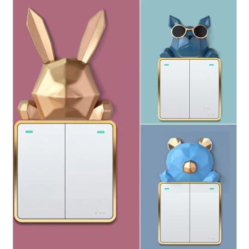 1 PCS Nordic Style 3D Creative Cartoon Resin Switch Paste Living Room Bedroom Socket Protector Switch Cover for Home Wall Decor
