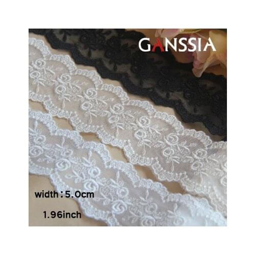 1 Yard Width:5cm Exquisite Double-row Rose Embroidery Lace Dress Collar and Cuff Decoration DIY Sewing Accessories(ss-1051)