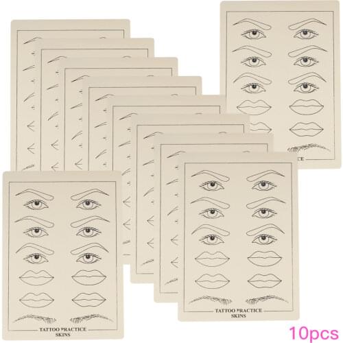 10pcs/lot Top Permanent Makeup Eyebrow Lips Tattoo Practice Skin For Beginner Accessories