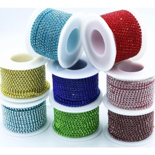 10 yard Glass crystal Strass Rhinestone Cup Chain Sew On Diamond Glue-On Close Chains Glitter Trim Cup Chain sew on Garment