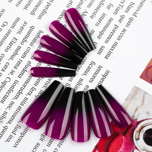 20pcs Gradient Full Cover Fake Nail Artificial Press on Long Ballerina False Coffin Nails Art Tips Manicure Tool Jelly Sticker