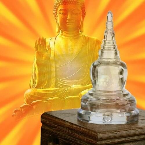 Acrylic Stupa Sarira Transparent Gifts Buddhist Supplies Crystal Pagoda Home Decor Tibetan Tower Stupa Decorative Trinkets