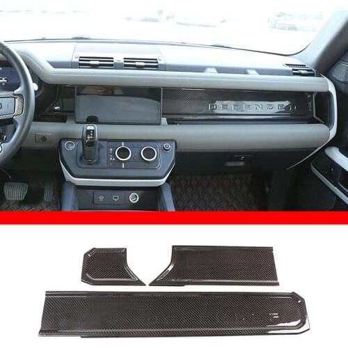 Real Carbon Fiber Car Styling Interior Central Control Dashboard Panel Decorative Cover For Land rover Defender 110 90 2020-2022