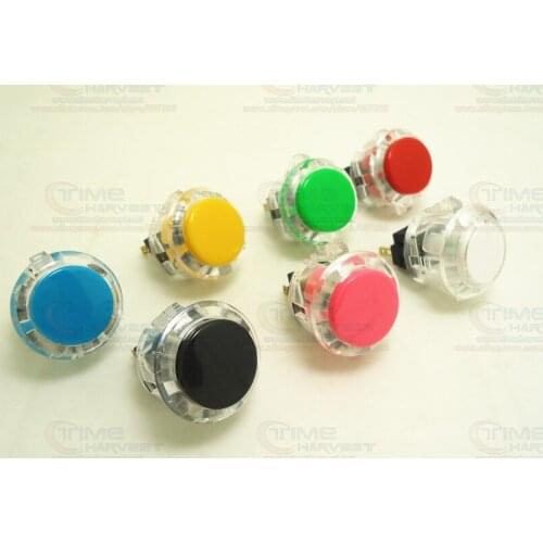 Free Shipping 10 pcs 24mm Double color locking round pushbutton High imitation Sanwa transparent edge button Arcade Game Machine