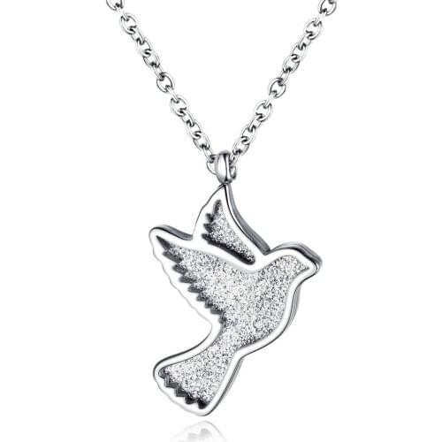 New Trendy Classic Stainless Steel Chain Necklace Rose Gold Silver Color Bird Fashion Women Men Unisex Pendant Jewelry Gift