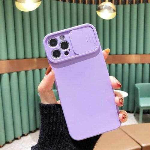 ZUIDID Slide Camera Lens Protection Phone Case For iPhone 12 11 Pro XS MAX XR SE 20 X 7 8 Plus Liquid Silicone Cover Soft Fundas