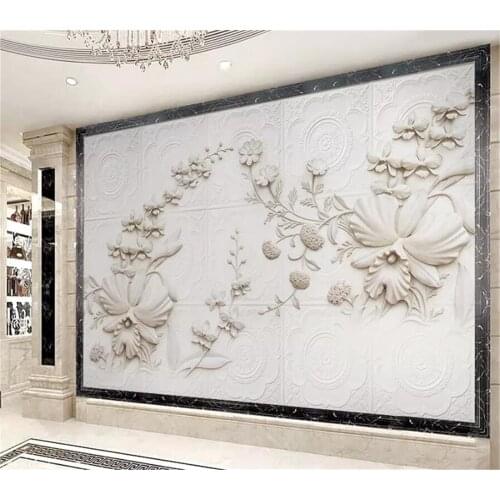 Decorative wallpaper 3D relief orchid background wall painting