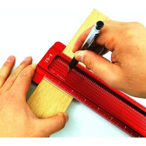 Woodworking Lineation Ruler Inch Hole Ruler Aluminum Alloy T-Shaped Ruler Woodworking Scriber Mini Scriber