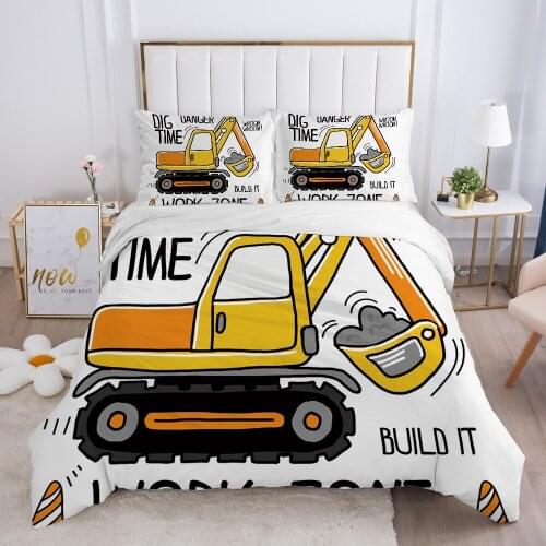 Cartoon Childrens Bedding set for kids baby girls Duvet cover set pillow case Bed linens Quilt cover 135 140x200 Car yellow
