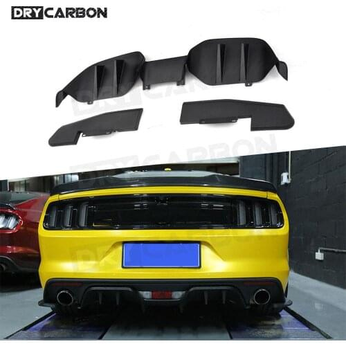 For Ford Mustang 2015-2017 Rear Bumper lip Diffuser Splitters Aprons Carbon Fiber/PP Fins Shark Style diffuser Fender Spoiler