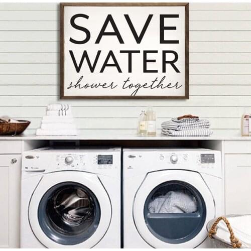 Home Wall Decoration HD Prints Pictures Nordic Style Save Water Instructions Modular Painting Canvas Artwork Laundry Room Poster