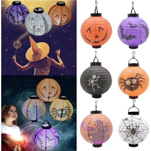1/2/3/5pcs Halloween Pumpkin Lamp Bat Spider Ghost Fold Paper Lantern Haunt House Hanging Lantern Halloween Party Decor Supplies