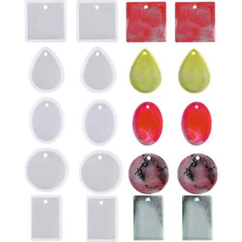 10 Pcs Jewelry Casting Molds Silicone Pendant Mold Resin Molds with Hanging Hole