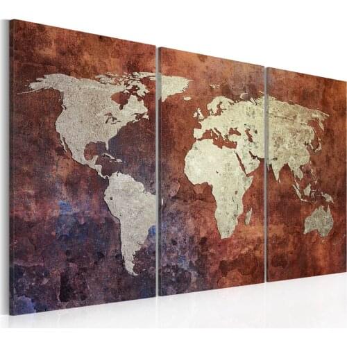 Picture-world map rugginosa: Triptych-120x80 cm