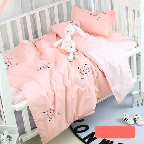 Cartoon Pink Pig Dinosaur Baby Bedding Set 3pcs Duvet Cover Pillowcase Bed Cotton Crib Suit Suitable For Girls and Boys
