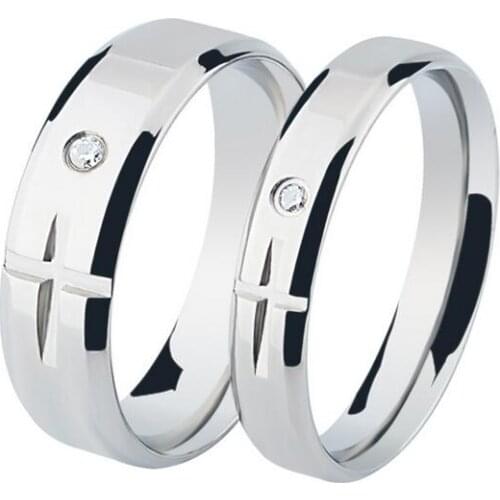 Stainless steel creative Cross couple rings
