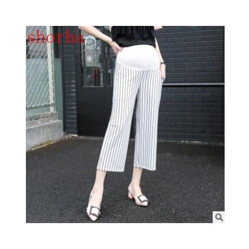 Summer Wide leg pants pants high Waist Pregnancy Belly Pants For Pregnant women Maternity Thin Trousers Clothes size m-xxl