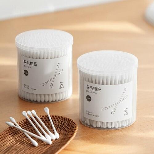 Hot sales disposable cotton swabs 200pcs per bottle white swab sticks for household cosmetic uses