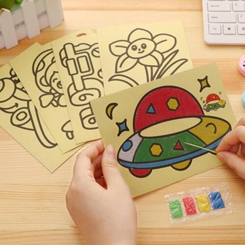 A Set Of Children Creative Cartoon Sand Painting Educational Toys Colored Sand Student Toys Early Education Toys For Baby Learn