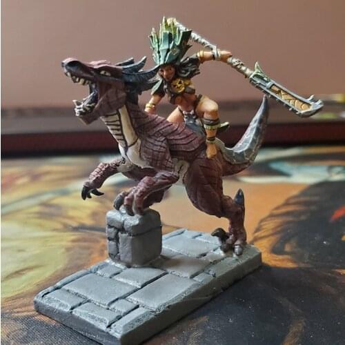 56mm 75mm Resin Model Kits Tribe King Warrior Rider Dinosaur Figure Unpainted No Color
