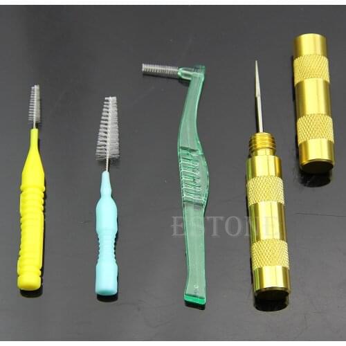 New Airbrush Spray Nozzle Cleaning Repair Tool Kit Needle&Brush Set 875C