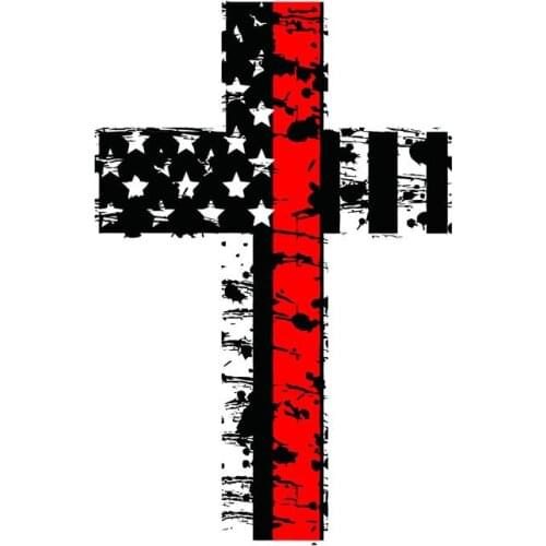 New Waterproof Cross Americian Flag Firefighter Color Car-Sticker Decals for Car Bumper Cover scratches Interior KK15*10cm