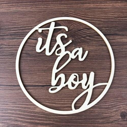 Oh baby Round Wood Style Name sign happy birthday,It is a Girl/Boy Signs Decor,Baby shower baptism Acrylic table sign Decor