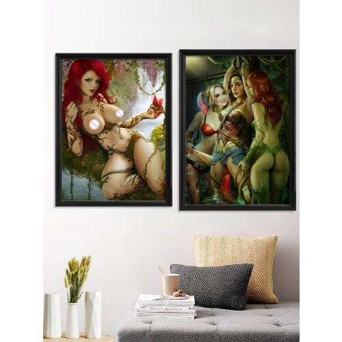 Poison Ivy DC Cartoon Sexy Nude Girl Anime Poster Wall Home Prints Decor Canvas Art Silk For Living Room