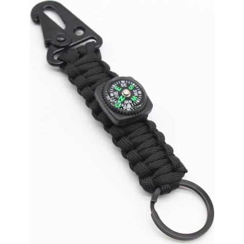 Weaving Umbrella Rope Compass Climb Keychain Tactical mountaineering Tool Carabiner Hook Cord Backpack Buckle Compass Key Chain