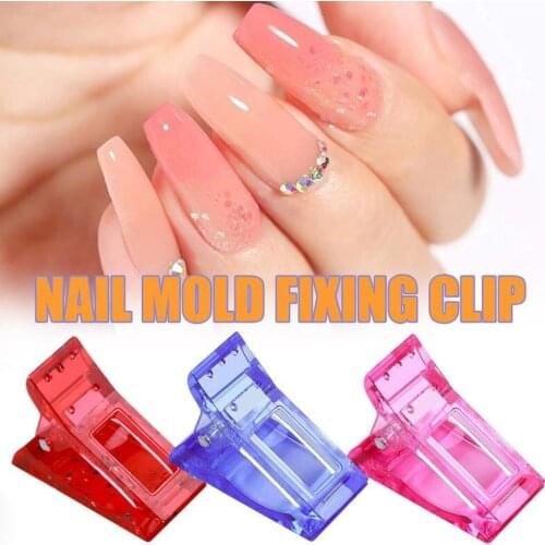 10pcs Transparent Crystal Nail Clamp Crystal Glue Clip Diy Fake Nails Holder Crystal Extension Nail Fixing Clip Manicure Tools