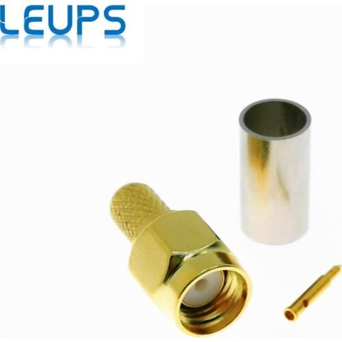 10pcs SMA Male Plug Or RP-SMA Male (Female Pin) Jack Crimp RG58 LMR195 RG142 RG400 RG223 RF Connector