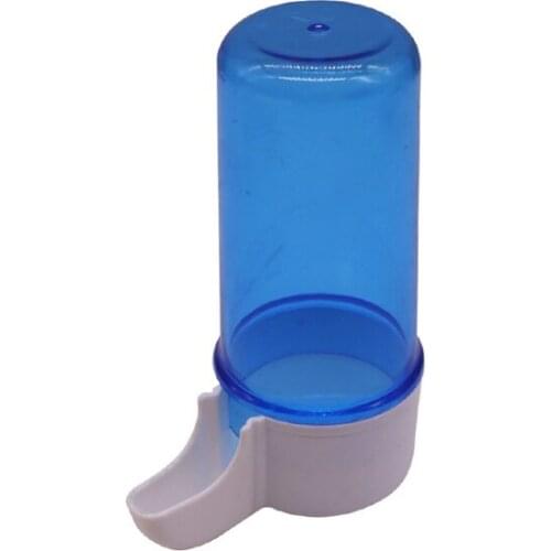 1 pcs Blue Plastic Parrot Automatic Feeder Waterer Sprinkler Pot Spend Cup Width 4.5cm Height 10cm Bird Supplies