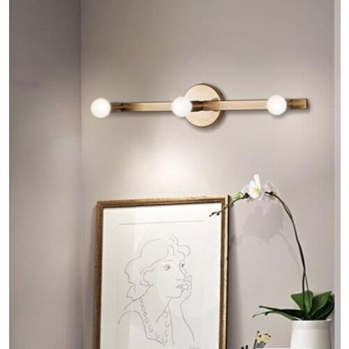 Postmodern loft brass led wall lamp creative bathroom mirror front light cloakroom living room bedroom bedside led wall lamp